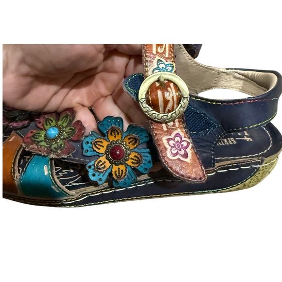 Spring Step Women's L'Artiste Ajva Sling Back Leather Sandals Art To Wear SZ 39 - Picture 5 of 11